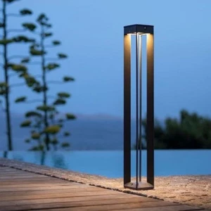 Faro Solar Outdoor LED Path Light By Les Jardins Solar Lighting (White) 35" Tall - Picture 1 of 3