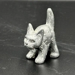 Vintage Miniature Cast Bronze Brass Metal Halloween Cat Figurine Patina 2.25” T - Picture 1 of 6