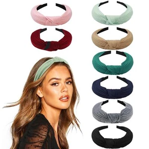 8 Pcs Knotted Headbands For Women Elastic Plain Turban Headband Fashion Cross... - Picture 1 of 7
