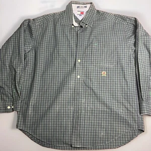 Tommy Hilfiger Shirt Tartan Plaid Crest Button Up Long Sleeve Mens Sz(L) - Picture 1 of 5