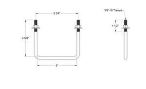 Confezione 4 Bulloni a U Mq Acciaio Inox 304, Dimensione Filettatura 3/8"-16, 5" W, 4-5/8" H - Foto 1 di 1