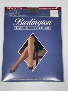 Burlington Classic Full Figure Basic Sheer Pantyhose Wild Rice Size Queen 2 NEW - Picture 1 of 6