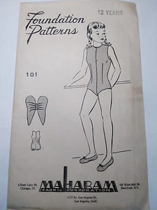 Leotard Wings Costume Dance Girls 12 Maharam Foundation 101 Sewing Pattern VTG - Picture 1 of 6