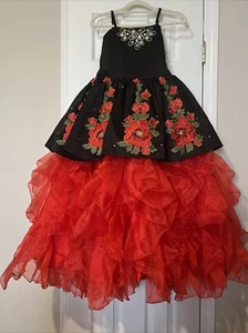 Girls Pageant Wedding Party Dresses with Sleeves size 7-8 - Picture 1 of 7