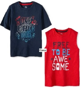 Patriotic Youth Boys SET/2 Graphic Red Muscle & Navy Tee Size XL (14/16) - Picture 1 of 4