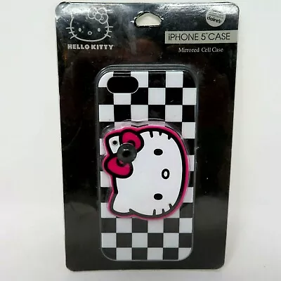 NUEVA Funda Hello Kitty Blanca y Negra Espejada a Cuadros iPhone 5 Foto 1 de 4