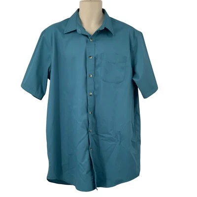 LL Bean Men's Short Sleeve Button Down Shirt Wrinkle Resistant Teal Size L-Tall - Image 1 of 4