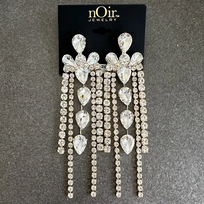 Pendientes colgantes largos de cristal con diamantes de imitación grandes dorados nOir Joyería NUEVO Foto 1 de 4