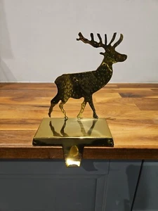 Gold Hammered Metal Reindeer Stocking Holder 🦌 Christmas Festive - Picture 1 of 7