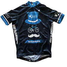 Hincapie Cycling Jersey Shirt Bike Top Hat Black Blue Mustache David’s Cycle XL