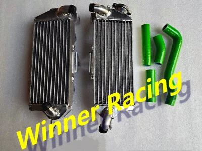 Radiador de aluminio y manguera de silicona verde para Kawasaki KX500 KX 500 1985-1986 Foto 1 de 4