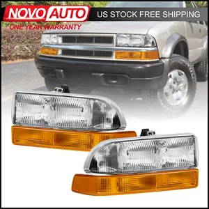 PAR Conjunto de faros cromados con ámbar estilo de fábrica para 98-04 CHEVY S10 BLAZER - Imagen 1 de 13