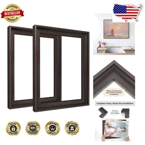 Lightweight Black & Brown Floater Frames for 16x20 Canvas - Wall Art Solution - Picture 1 of 11