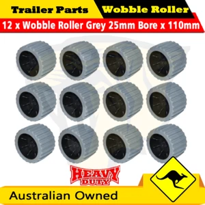 12 x Wobble Roller Grey 25mm Bore Wide 3"x4" 110x73mm Boat Jet Ski Trailer - Picture 1 of 1