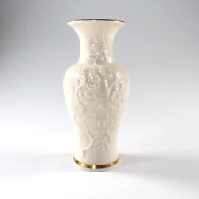Vintage Lenox 7" Embossed Vase With 24k Gold Trim Embossed Floral Leaf Pattern