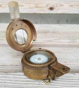 Brass Antique British Prismatic Military Vintage Mark II Pocket Compass Gift