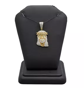 (MA5) 10k Gelbgold Jesus Gesicht Diamant Anhänger 0,184 ctw 6,2 Gramm 1,5"x3/4" - Bild 1 von 6