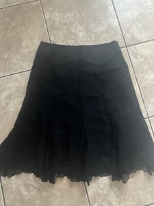 Cynthia Steffe 4 Silk Skirt Black Lined Ruffle Accent - Picture 1 of 7