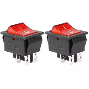 QTEATAK KCD4 2Pcs DC 12V-24V 30A DPST 4-Pin 2 Position On/Off Boat Rocker Toggle - Picture 1 of 12