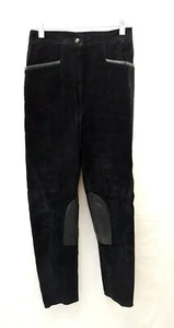 Vintage Arrow Paris New York Damen Lederhose Größe 8 Wildleder Patch Reitsport schwarz - Bild 1 von 7