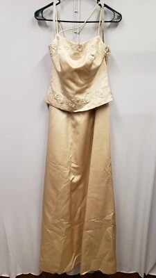 Alfred Angelo Gold Tone Sequined embroidered Gown Evening Dress Size 4 - Image 1 of 4