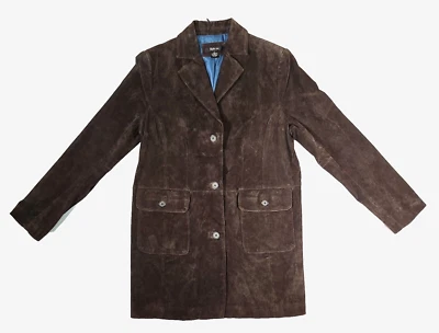 Abrigo para mujer Style & Co de cuero genuino de 3 botones forrado marrón talla grande Foto 1 de 4