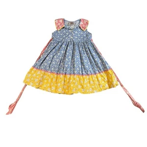 Chicken Noodle Vintage Girl's Size 4 Circle Print Dress Peter Pan Collar - Picture 1 of 3