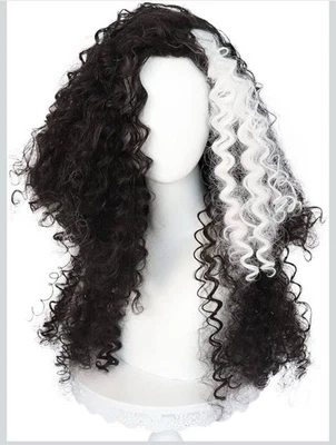 Mujeres Negro Mezcla Blanco Rizado Afro Disfraz Peluca Halloween Hasta los Hombros Juegos con disfraces Foto 1 de 4