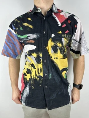 Pierre Cardin Vintage Art Abstract Graphics M/L 3 Painted Rare France Hawaiian - Image 1 of 4