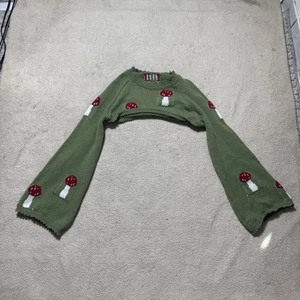 Unbranded Sweater Womens Small Mushroom Pattern Bell Sleeve Cropped Shrug Bolero - Picture 1 of 13