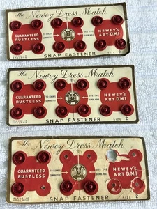 Newey Dress Match Snap Fastener Rustless Red Size 2 - 3 Cards, 29 Fasteners - Picture 1 of 5