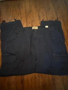 NWT Abercrombie & Fitch Military Cargo Paratrooper Pants Womens Black 35x20L Y2K - Picture 1 of 9