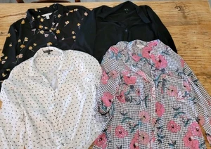 XL Paket Damen Arbeit Hemden mit Knopfleiste schwarz weiß rosa halbtransparent One XXL - Bild 1 von 23