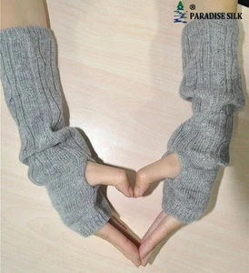 Cashmere Blend Cable Knit Long Fingerless Gloves Arm Mitten Warmer - Picture 1 of 2