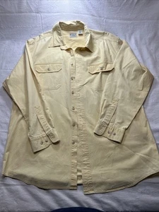 LL Bean Shirt Men Large Tall Fit Yellow Sunwashed Canvas Long Sleeve - Picture 1 of 14