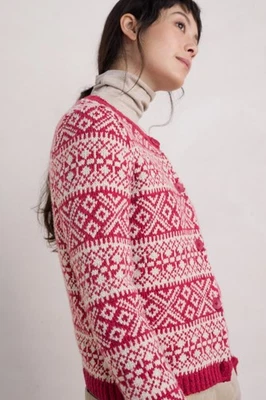 Seasalt Women's Regular Dawson Pick Merino-Blend Fair Isle Cardigan Falling Flak - Image 1 of 4