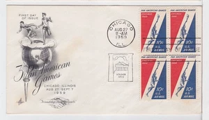 TurtlesTradingPost - Pan American Games- Airmail 1959 #C56 Artcraft FDC Block - Picture 1 of 1
