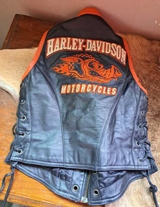 Harley Davidson Leather Road Hog Lined CATWALK Halter Vest Size S Womens - Picture 1 of 4