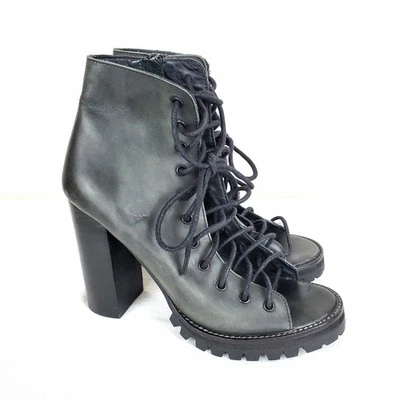 Free People Jeffrey Campbell Palermo Tacón Suela Con Cordones Cuero Botines 8 Foto 1 de 4