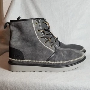 UGG Men's Neumel Stitch Boots Suede Gray Chukka Shoe Sherpa Lined Sz 13 1094397 - Picture 1 of 12
