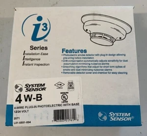 System Sensor 4W-B Smoke Alarm,12/24 Vdc, 4-Wire,W/Base - Picture 1 of 3