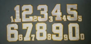 WEISS-GELB Hockey Trikot Rücken + Ärmel Tackle Twill Nummer Set Kit 003  - Bild 1 von 1