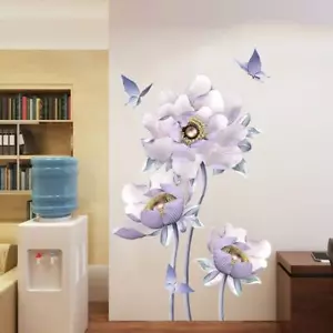 Wandaufkleber Pfingstrose Lila Blumenmuster Wandtattoo Kunst Aufkleber Wohnkultur Wohnzimmer - Bild 1 von 6