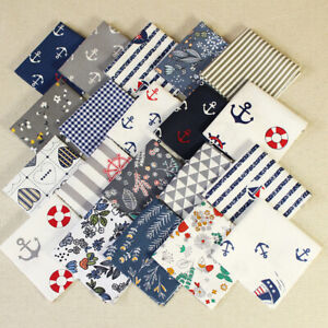 Navy 50 Assorted Pre Cut Charm Pack 10cm Squares Quilt Craft Cotton Fabric DIY