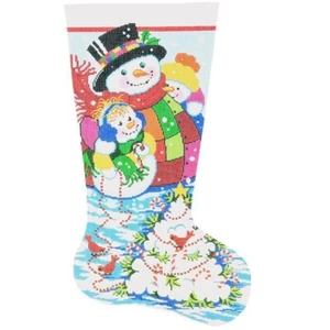 Needlepoint Handpainted Lee Christmas Stocking Snowball Tree 23" - Picture 1 of 4