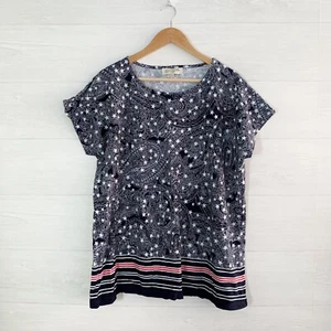 NWT Jones New York Sport Woman - Navy blue paisley & striped cotton top, 1X - Picture 1 of 5