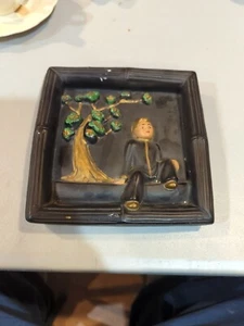 Placa de tiza oriental/asiática vintage niño y árbol - Imagen 1 de 5