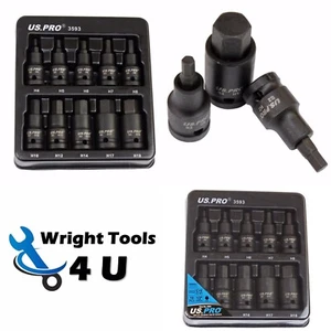 US PRO Tools 10pc Impact Hex Bit Socket Set 1/2" Drive 4mm To 19mm NEW 3593 - Picture 1 of 4