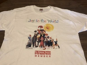 Humane Society Joy To The World Christmas Dogs & Cats Large White T Shirt - Picture 1 of 7
