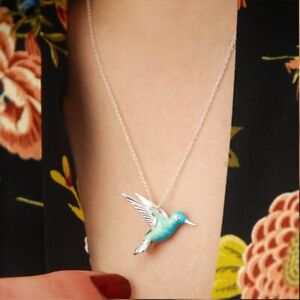 Fashion Blue Enamel Hummingbird Pendant Necklace Women Wedding Jewellery Gifts